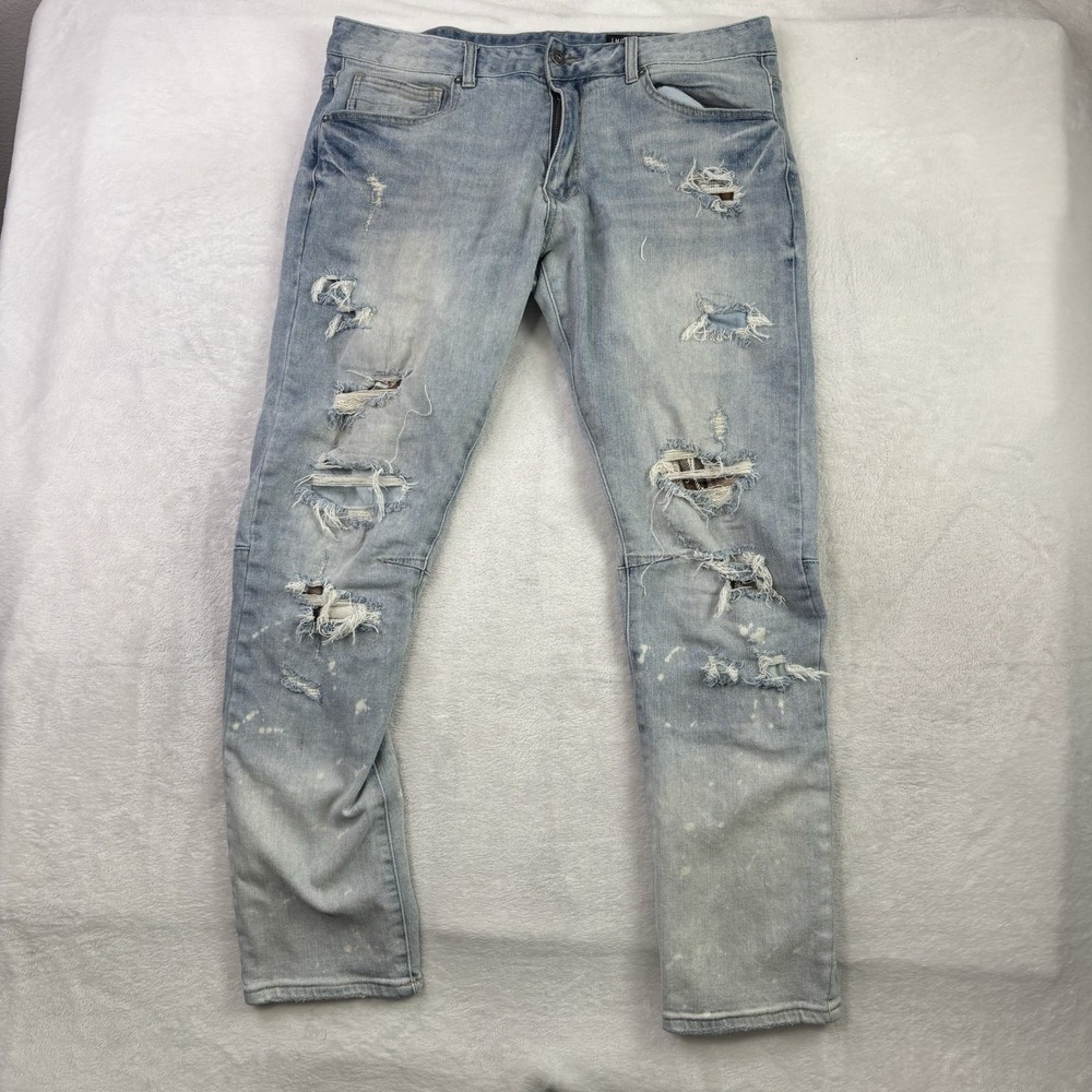 Smoke Rise Tapered Fit Denim Rip Jeans Men's Waist 38" x 32" Inseam
